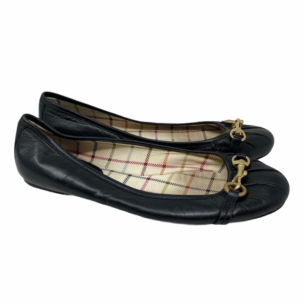 Coach Leona Black Leather Slip On Flats Shoes 6.5